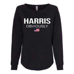 Harris Obviously For President 2024 Kamala American Flag Womens California Wash Sweatshirt