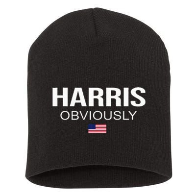 Harris Obviously For President 2024 Kamala American Flag Short Acrylic Beanie