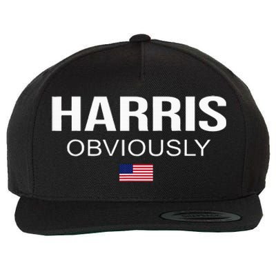 Harris Obviously For President 2024 Kamala American Flag Wool Snapback Cap