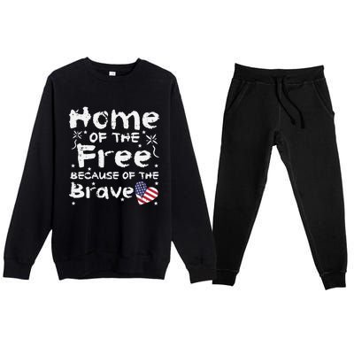 Home Of Free Because Of Brave Memorial Day Gift Premium Crewneck Sweatsuit Set