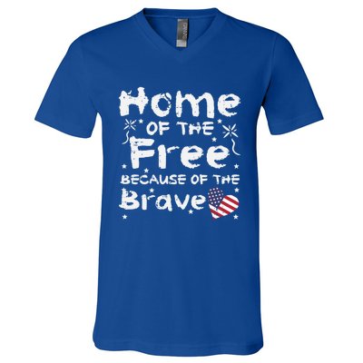 Home Of Free Because Of Brave Memorial Day Gift V-Neck T-Shirt