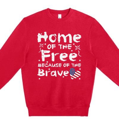 Home Of Free Because Of Brave Memorial Day Gift Premium Crewneck Sweatshirt