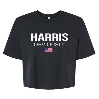 Harris Obviously For President 2024 Kamala American Flag Bella+Canvas Jersey Crop Tee