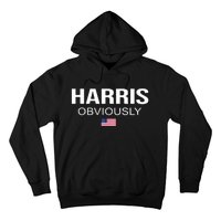 Harris Obviously For President 2024 Kamala American Flag Hoodie