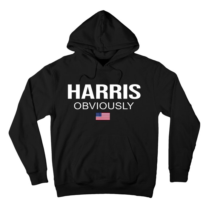 Harris Obviously For President 2024 Kamala American Flag Hoodie