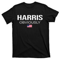 Harris Obviously For President 2024 Kamala American Flag T-Shirt