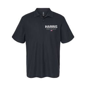 Harris Obviously For President 2024 Kamala American Flag Softstyle Adult Sport Polo