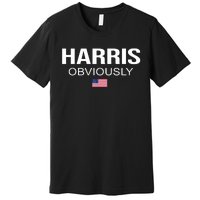 Harris Obviously For President 2024 Kamala American Flag Premium T-Shirt