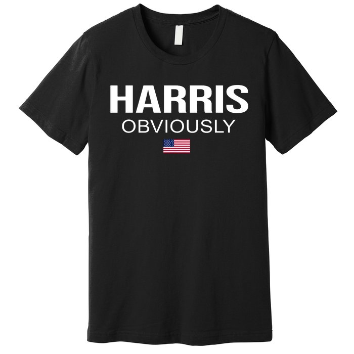 Harris Obviously For President 2024 Kamala American Flag Premium T-Shirt