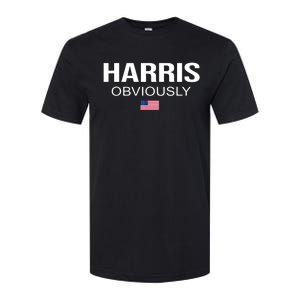 Harris Obviously For President 2024 Kamala American Flag Softstyle CVC T-Shirt