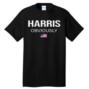 Harris Obviously For President 2024 Kamala American Flag Tall T-Shirt