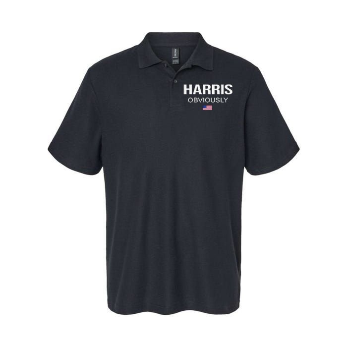 Harris Obviously For President 2024 Kamala American Flag Softstyle Adult Sport Polo