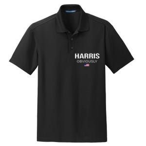 Harris Obviously For President 2024 Kamala American Flag Dry Zone Grid Polo