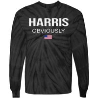 Harris Obviously For President 2024 Kamala American Flag Tie-Dye Long Sleeve Shirt