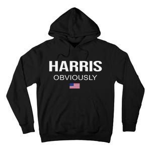 Harris Obviously For President 2024 Kamala American Flag Tall Hoodie