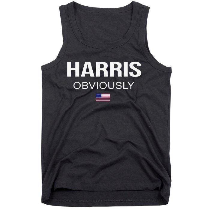 Harris Obviously For President 2024 Kamala American Flag Tank Top