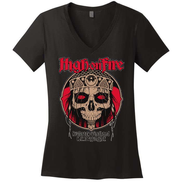 High On Fires Band Women's V-Neck T-Shirt