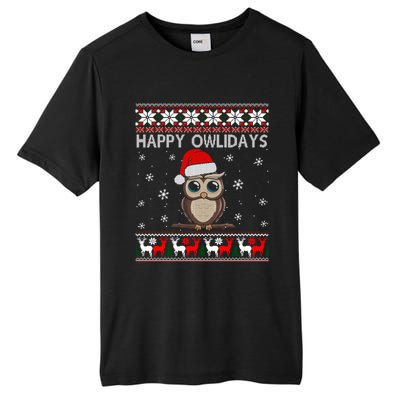 Happy Owlidays Funny Owl Ugly Christmas Gift Tall Fusion ChromaSoft Performance T-Shirt