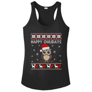 Happy Owlidays Funny Owl Ugly Christmas Gift Ladies PosiCharge Competitor Racerback Tank