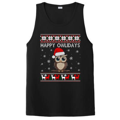 Happy Owlidays Funny Owl Ugly Christmas Gift PosiCharge Competitor Tank