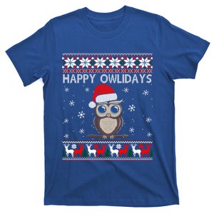 Happy Owlidays Funny Owl Ugly Christmas Gift T-Shirt