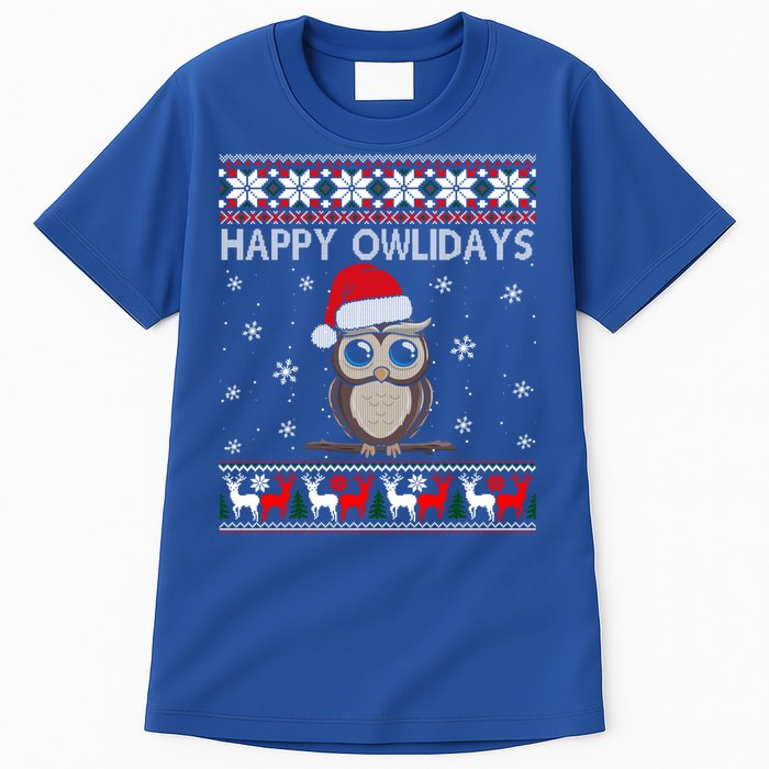 Happy Owlidays Funny Owl Ugly Christmas Gift Tall T-Shirt