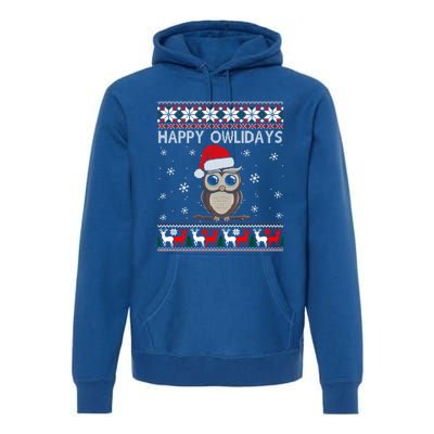 Happy Owlidays Funny Owl Ugly Christmas Gift Premium Hoodie