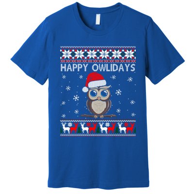 Happy Owlidays Funny Owl Ugly Christmas Gift Premium T-Shirt