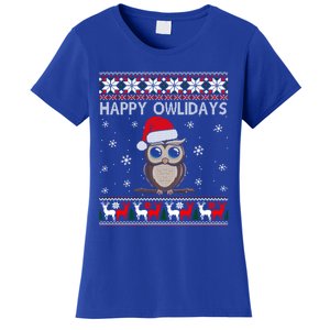 Happy Owlidays Funny Owl Ugly Christmas Gift Women's T-Shirt