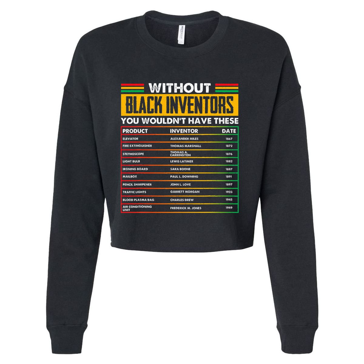 History Of Forgotten Black Inventors Black History Month Cropped Pullover Crew