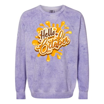 Hello October Fun Fall Colorblast Crewneck Sweatshirt