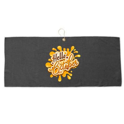 Hello October Fun Fall Large Microfiber Waffle Golf Towel