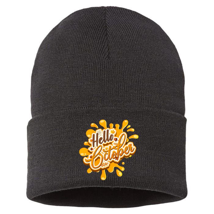 Hello October Fun Fall Sustainable Knit Beanie