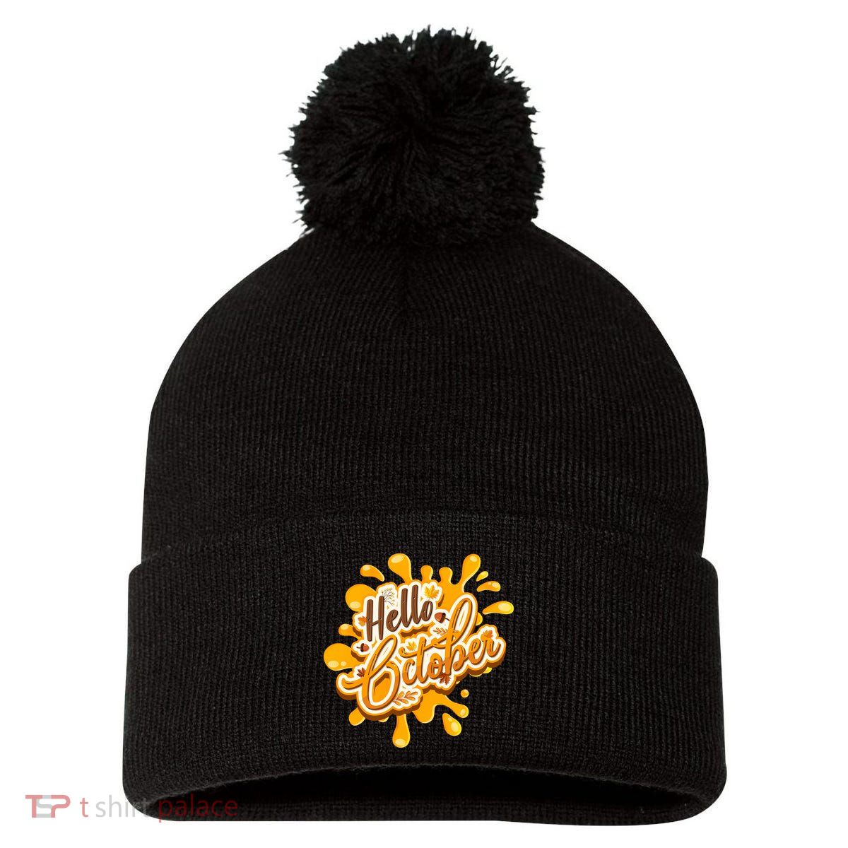 Hello October Fun Fall Pom Pom 12in Knit Beanie