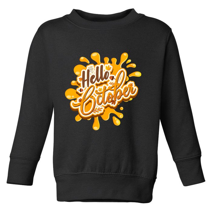 Hello October Fun Fall Toddler Sweatshirt