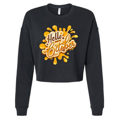 Hello October Fun Fall Cropped Pullover Crew