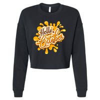 Hello October Fun Fall Cropped Pullover Crew