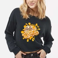 Hello October Fun Fall Cropped Pullover Crew