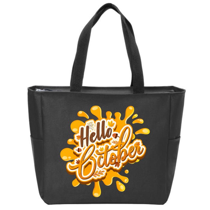 Hello October Fun Fall Zip Tote Bag