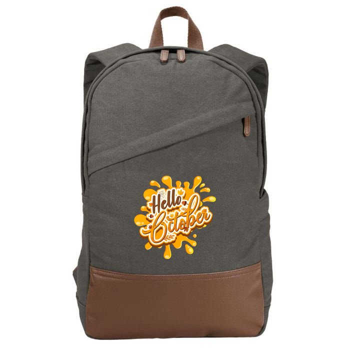 Hello October Fun Fall Cotton Canvas Backpack