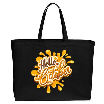 Hello October Fun Fall Cotton Canvas Jumbo Tote