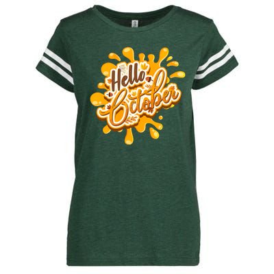 Hello October Fun Fall Enza Ladies Jersey Football T-Shirt