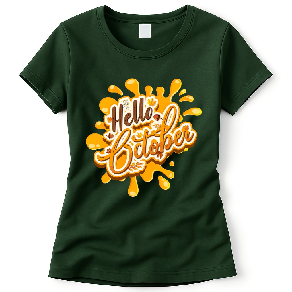 Hello October Fun Fall Womens T-Shirt