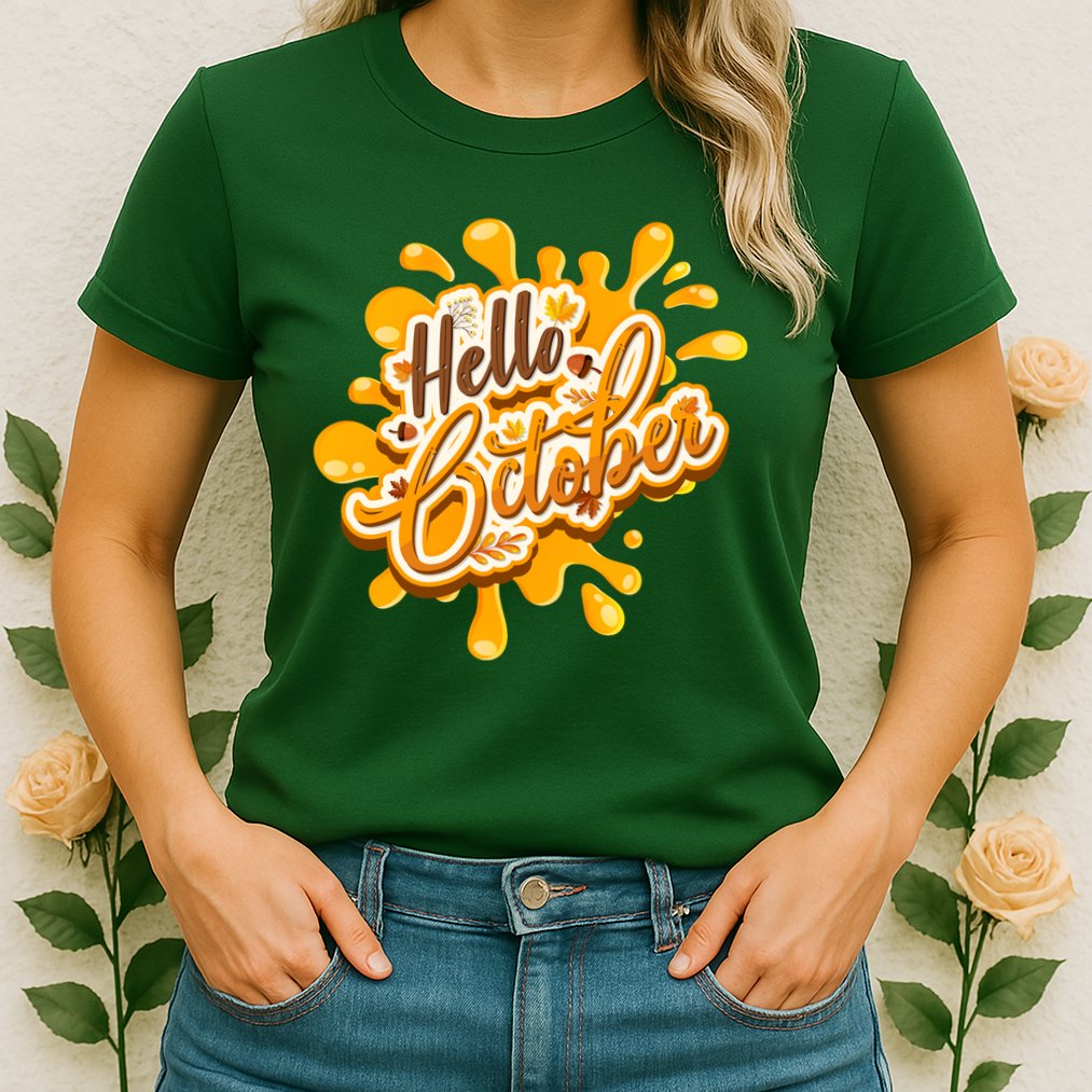 Hello October Fun Fall Womens T-Shirt