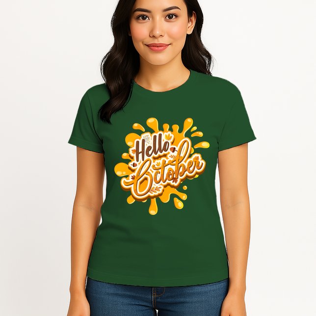 Hello October Fun Fall Womens T-Shirt