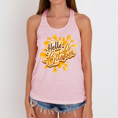 Hello October Fun Fall Women's Knotted Racerback Tank