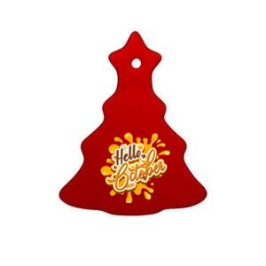 Hello October Fun Fall Ceramic Tree Ornament