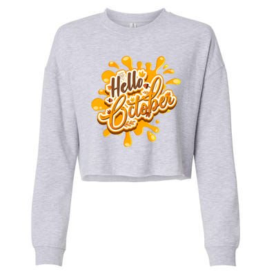 Hello October Fun Fall Cropped Pullover Crew