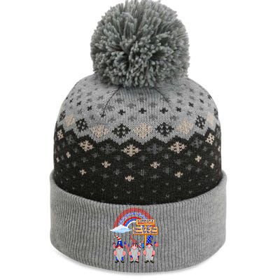 Home Of Free Because Of Brave 4th July Merica Gnome Funny Gift The Baniff Cuffed Pom Beanie