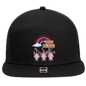 Home Of Free Because Of Brave 4th July Merica Gnome Funny Gift 7 Panel Mesh Trucker Snapback Hat